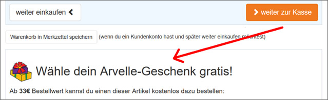 Arvelle-Geschenk aussuchen